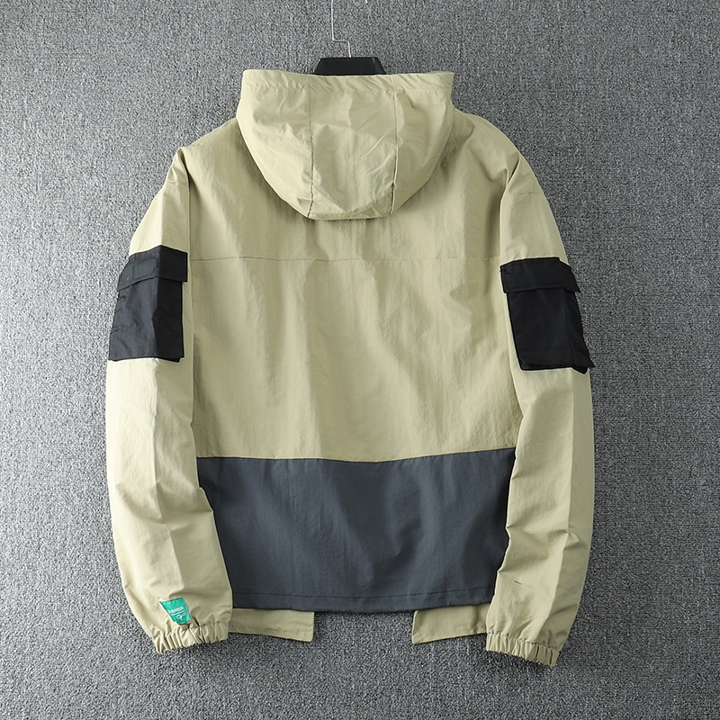 Men's Hip Hop Hooded Workwear Multi-pocket Jacket Charge Jacket