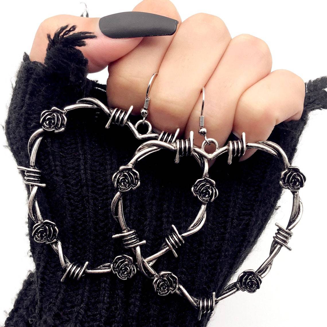 Barbed Wire Heart Shaped Earrings