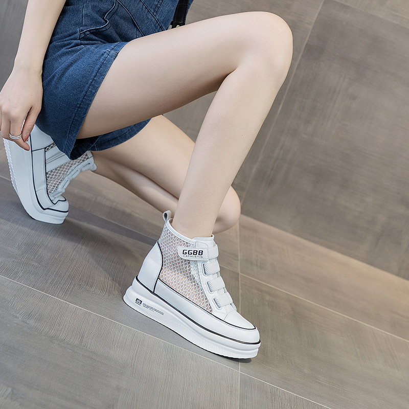 Women's Summer Inner Thick Bottom Heightened Mesh Breathable Leather Shoes