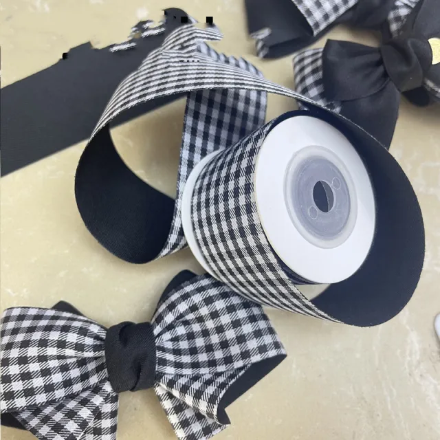 Double sided Houndstooth Ribbon Handmade Diy Accessories Double Sided Black And White - Shop at LoveMi