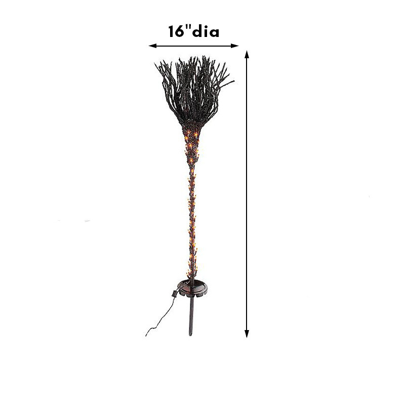 Halloween Pre-lit Broom Venue Decoration Props (Black)