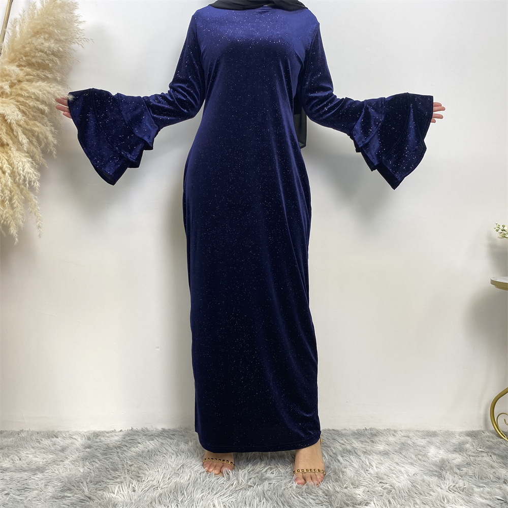Velvet Flared-Sleeve Party Dress, picture 4 of 7