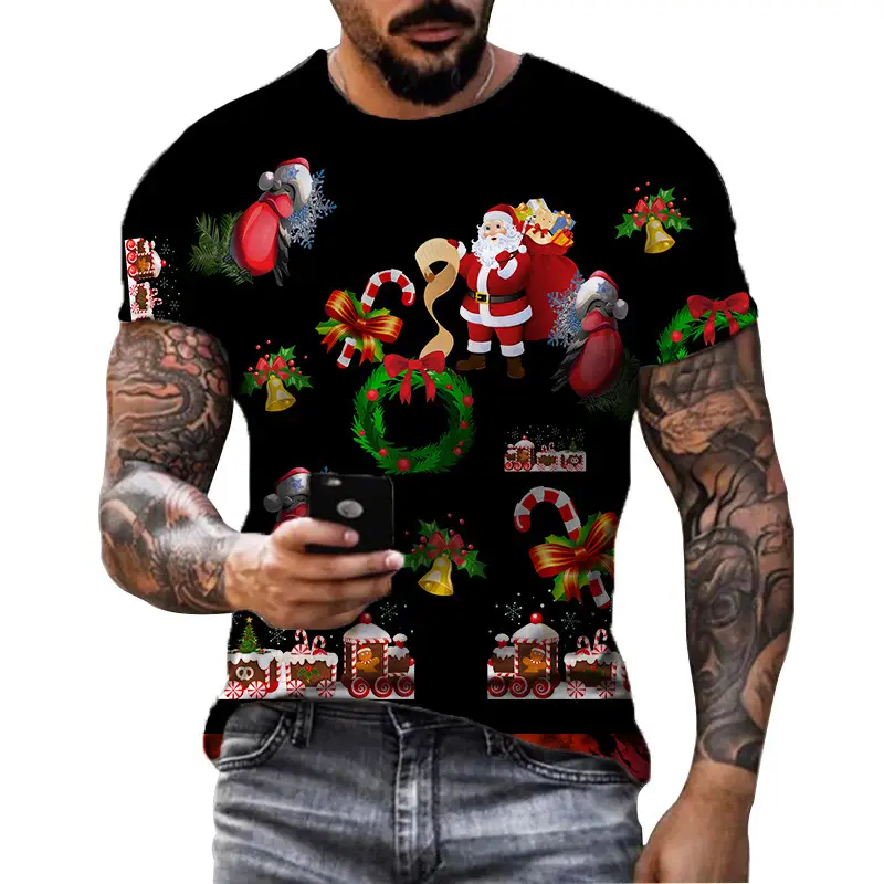 Christmas Men's 3D T-shirt Digital Print Short Sleeve