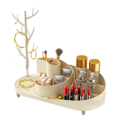 Rotating Makeup Organizer with Jewelry Storage Large Capacity Cosmetic