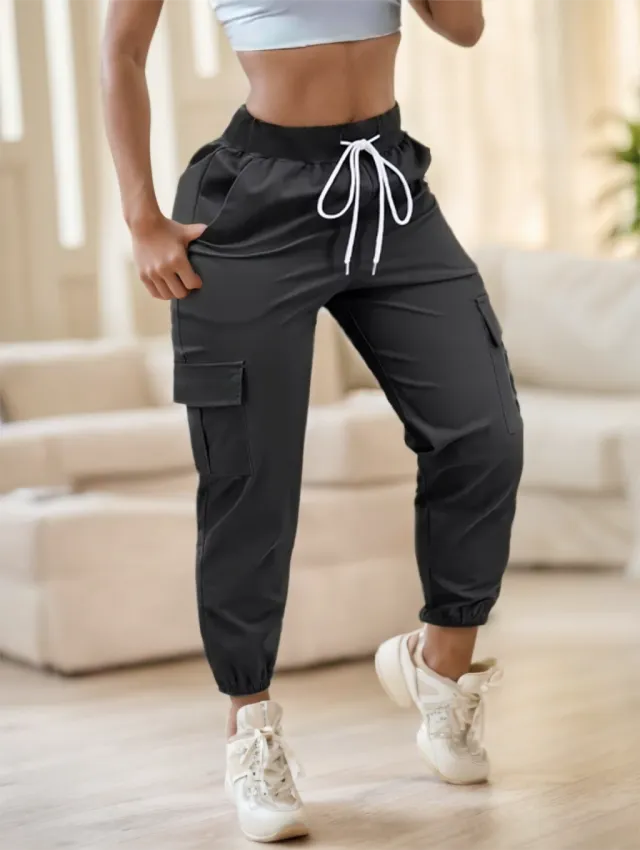 Plain colored Casual Pants For Women Black - Shop at LoveMi