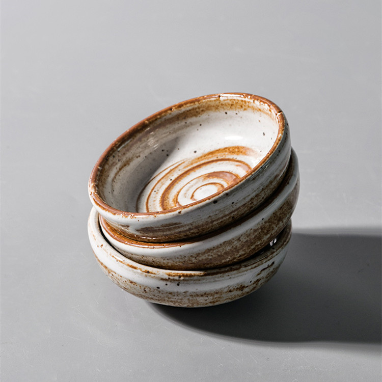 Household Handmade Rough Pottery Snack Plate Tableware