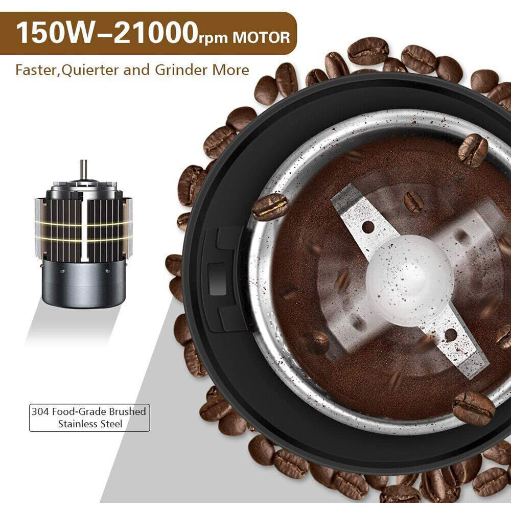 Electric Coffee Grinder, Matte Blade Mill For Coffee Bean Nut Spice Grinding