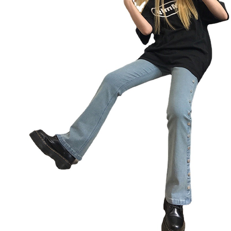 Slim Slightly Flared Straight Wide Leg Jeans