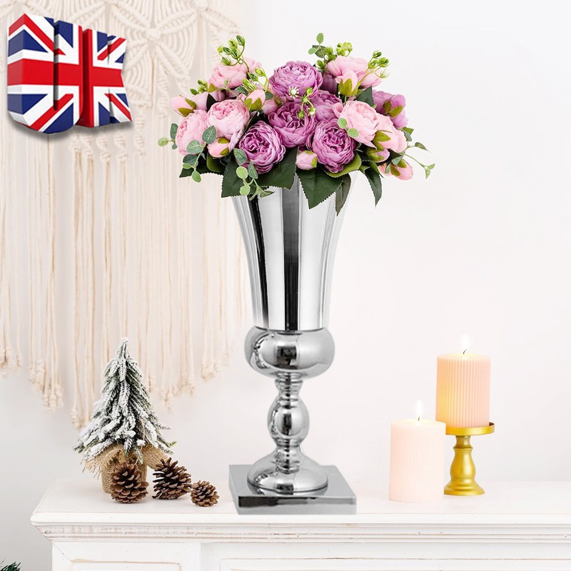 430mm Large Stunning Silver Iron Luxury Flower Vase Urn Wedding Home Table Decor