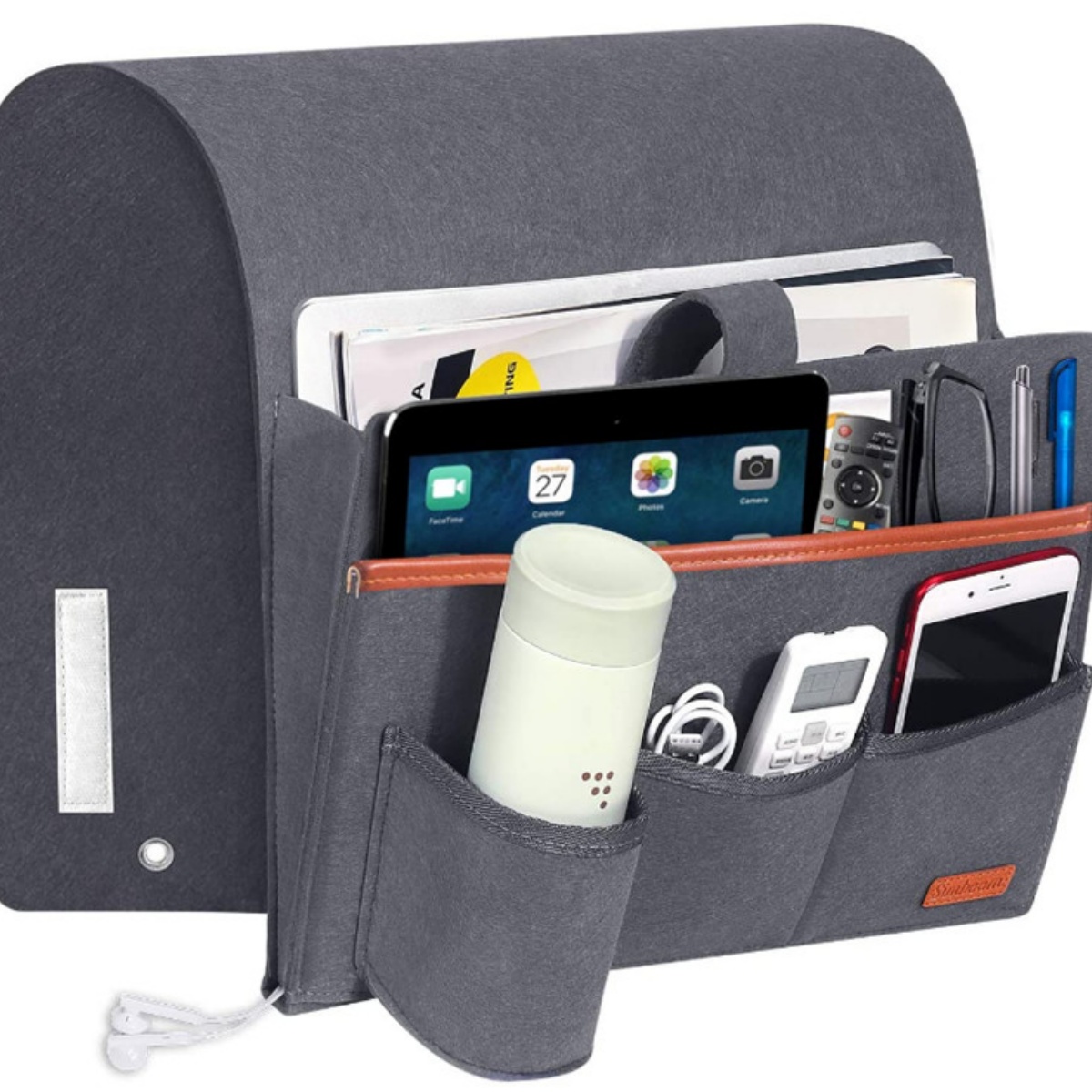 Extra Felt Bedside Storage Organizer Hanging Storage Armrest Sofa Holder Pouch Dark Grey - Shop at LoveMi
