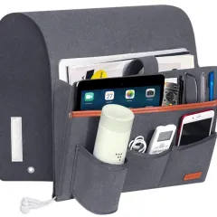 Extra Felt Bedside Storage Organizer Hanging Storage Armrest Sofa Holder Pouch - Dark Grey - View 1