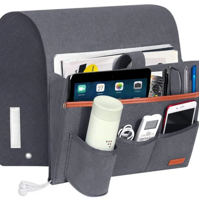 Extra Felt Bedside Storage Organizer Hanging Storage Armrest Sofa Holder Pouch Dark Grey - Shop at LoveMi