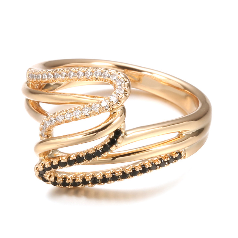 Women's Personality Wave Copper Plated Real Gold Ring