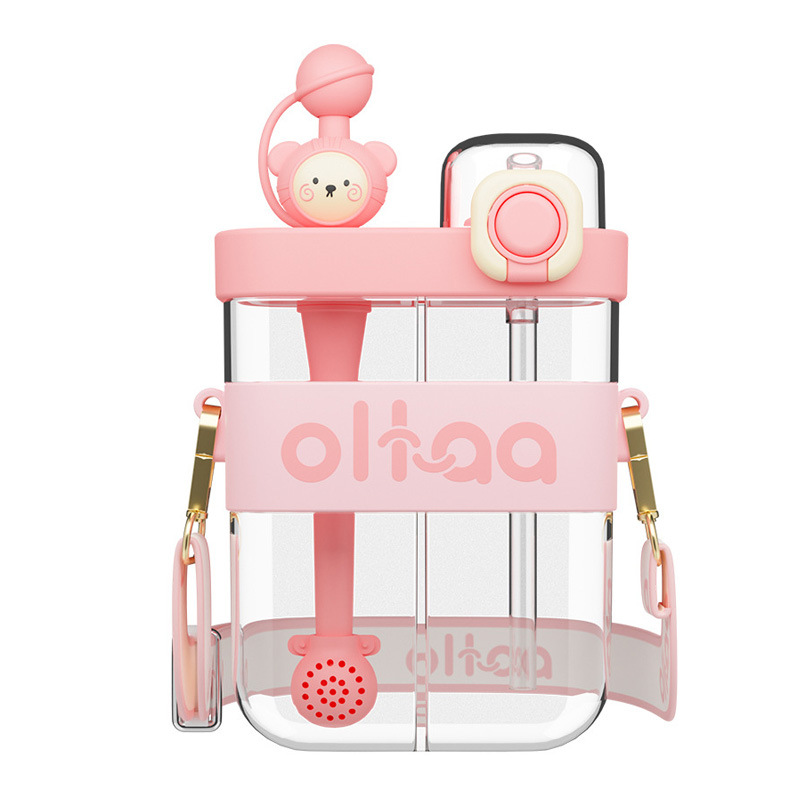 Large Capacity Split Bin Double Drink Plastic Cup Portable Cartoon Cute Kettle - Image 8