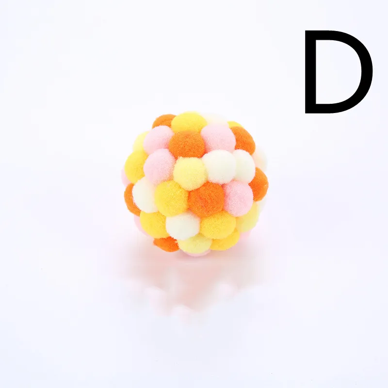 Cat Toy Colorful Plush Ball, Sounding Multi-color Rainbow Ball