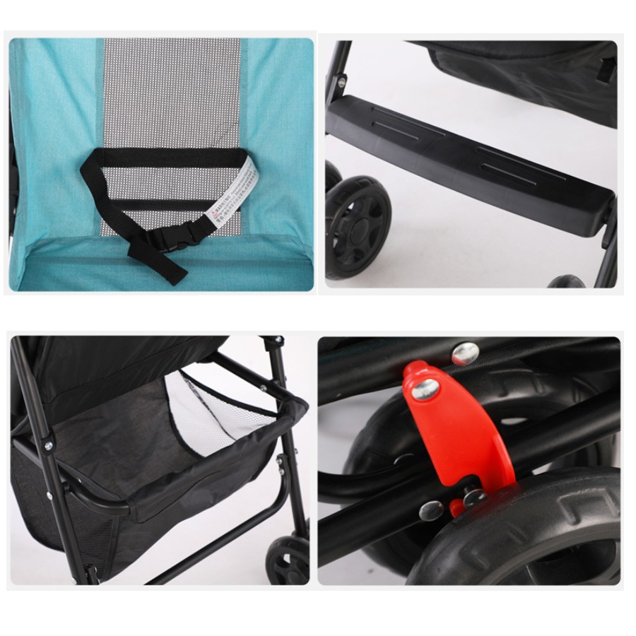 Lightweight Baby Stroller Pram Foldable Travel Buggy Flat Sleep Pushchair Grey 3