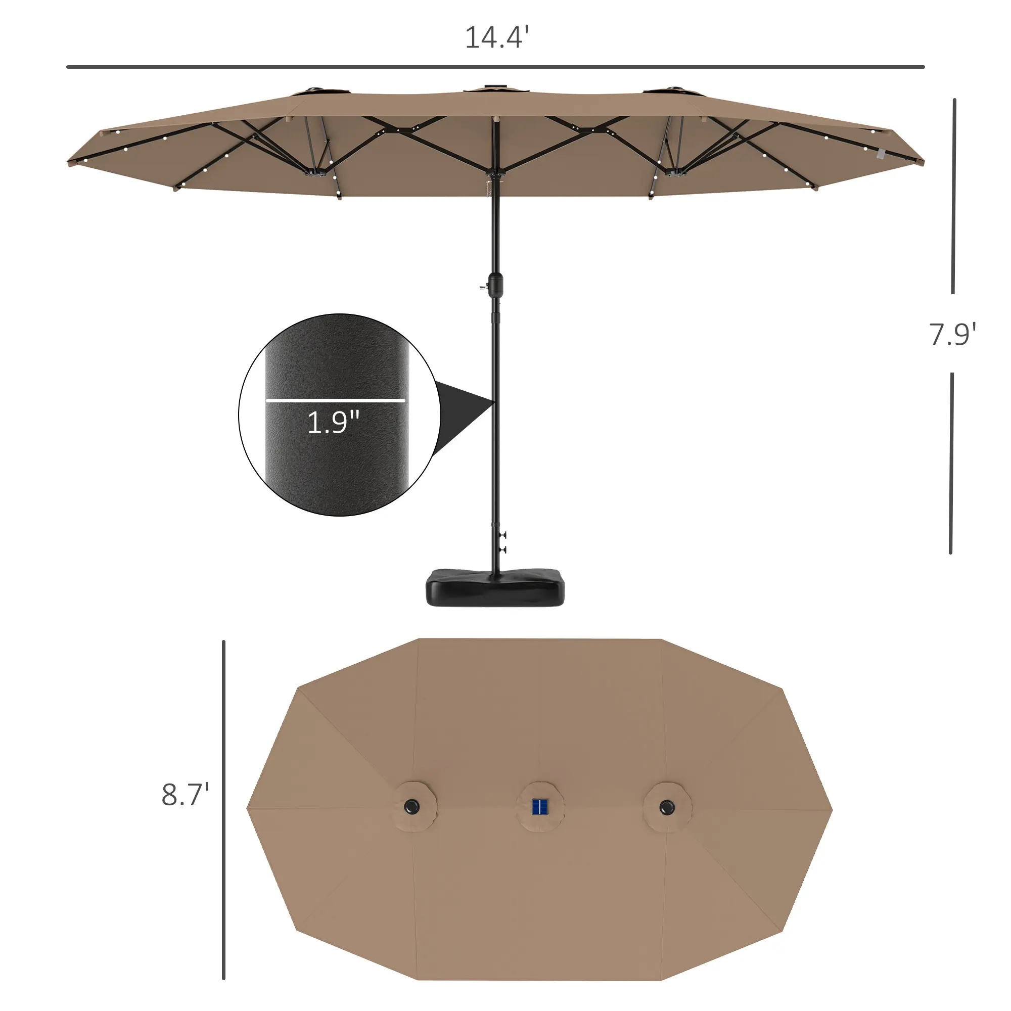 Garden Parasol 14.4 Ft. Double-Sided Sun Umbrella