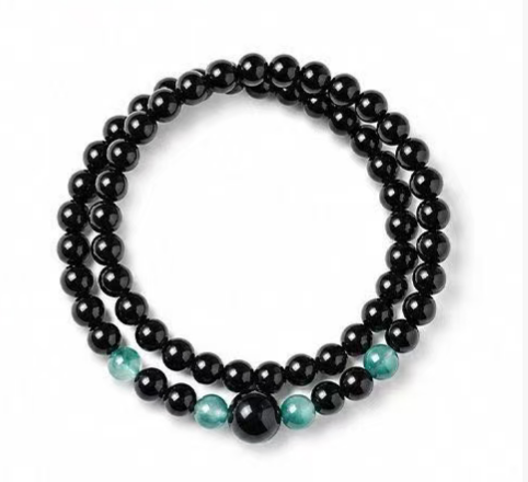 Old Money Style Obsidian Beaded Bracelet