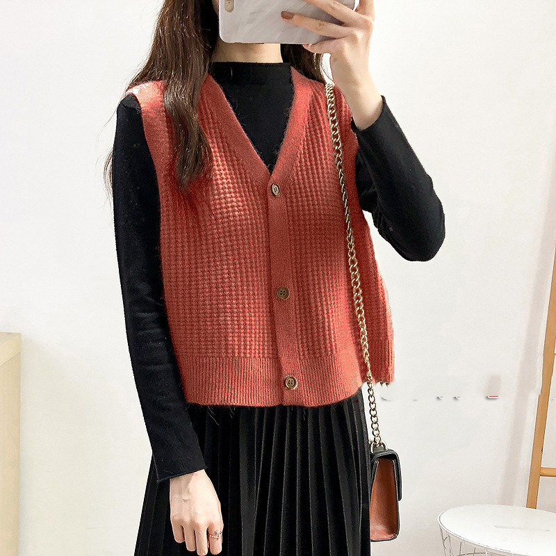 Title 4, Knitted Vest Cardigan Women Wear Loose Short Sl...