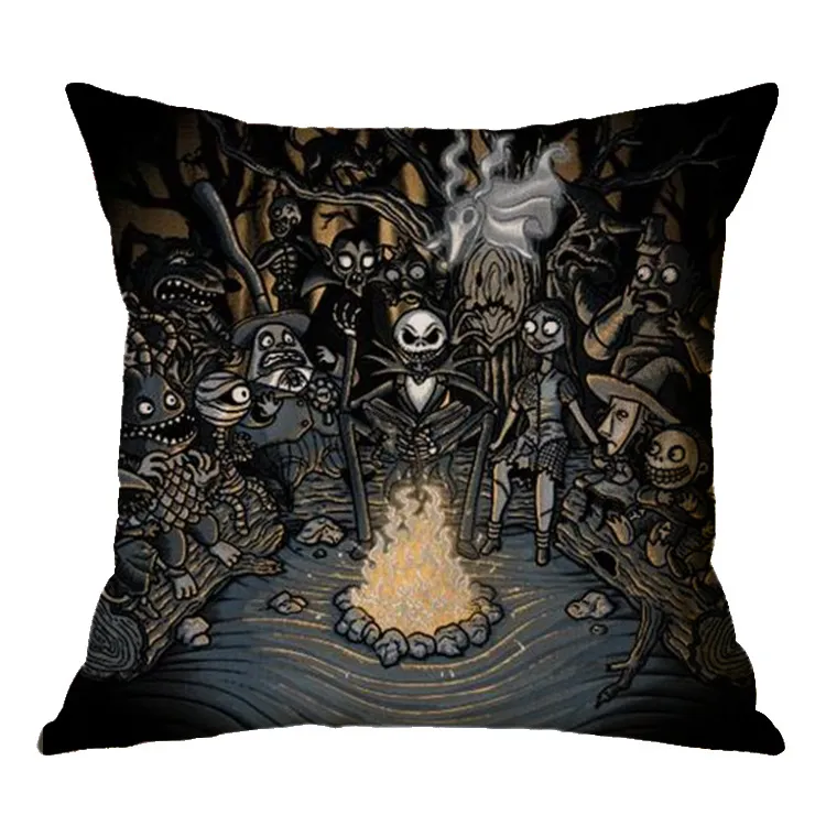 Linen Skull Halloween Pillow Cover – image 7