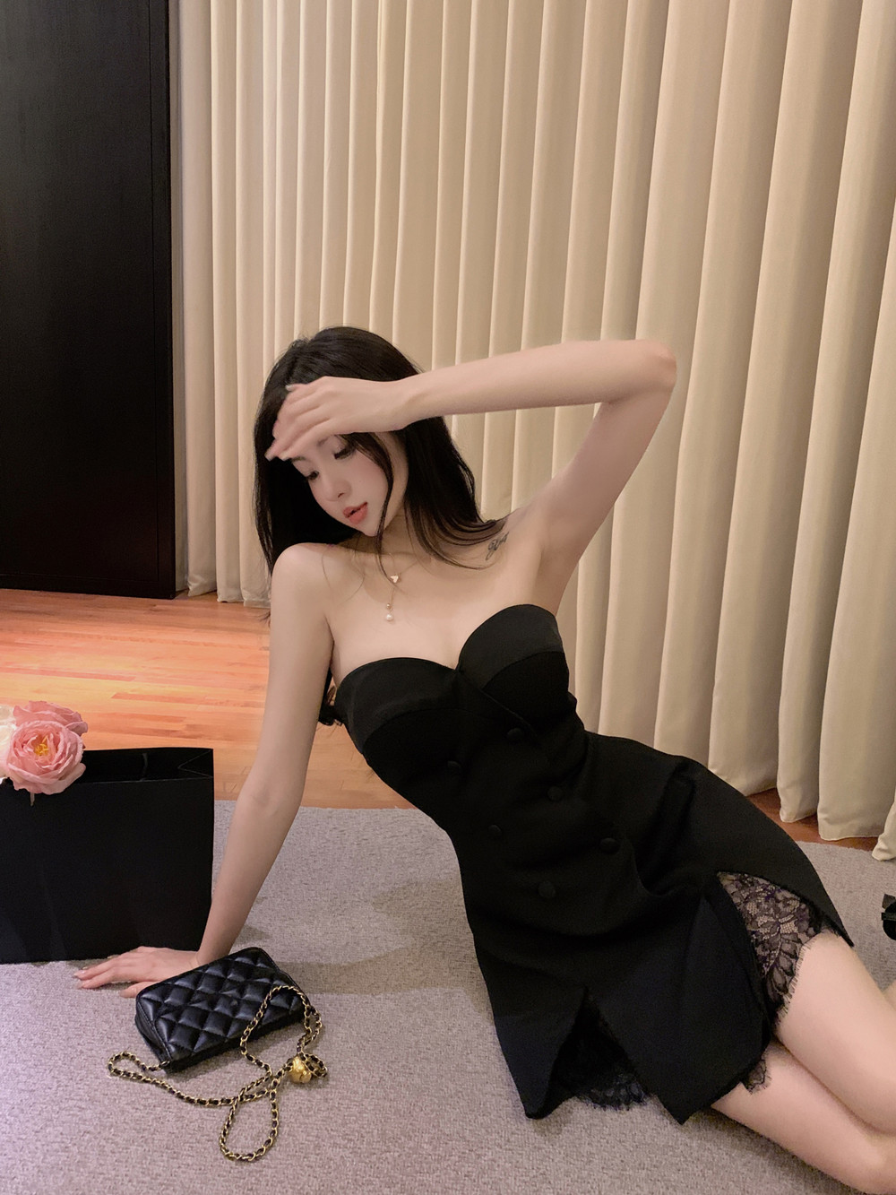 Women's Summer French Lace Stitching Tube Top Dress