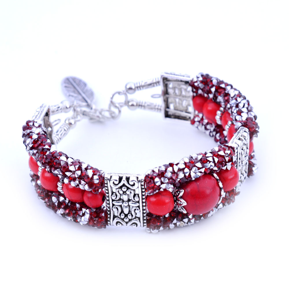 Turquoise Beaded Traveler Bright Diamond Bracelet Women's