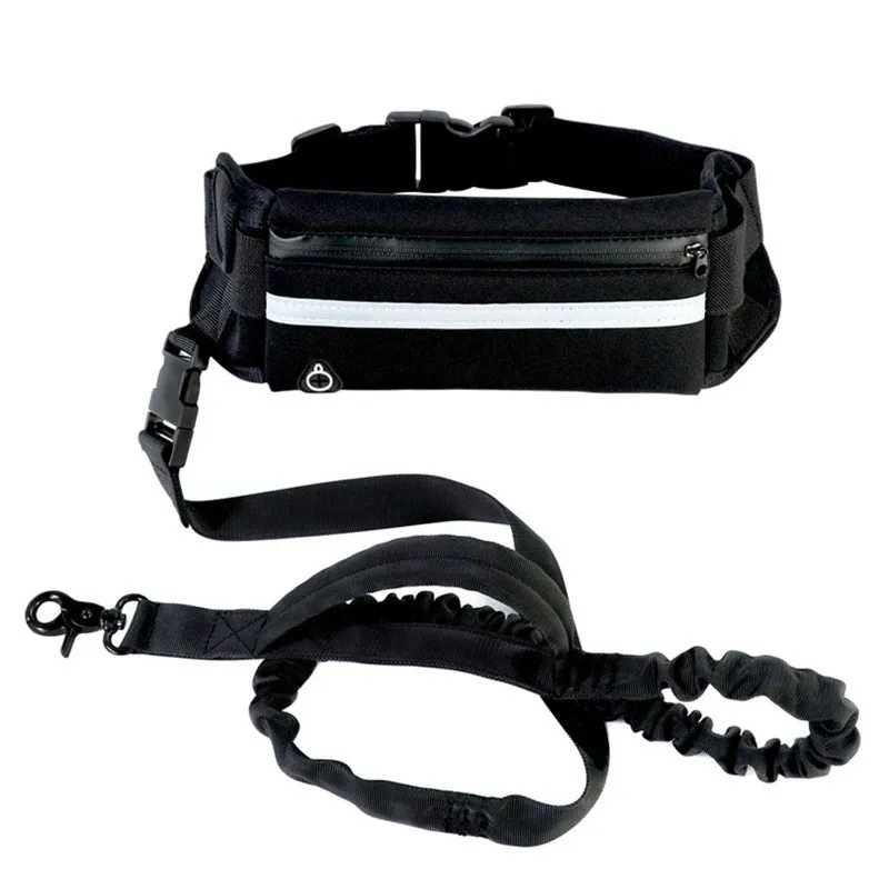 Collar Running Suit Reflective Waist Bag Cat And Dog Waist Bag Traction Rope - Black