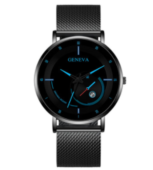 Men's Simple Digital Scale Business Casual Mesh Belt Calendar Watch Men's Fashion Quartz Watch
