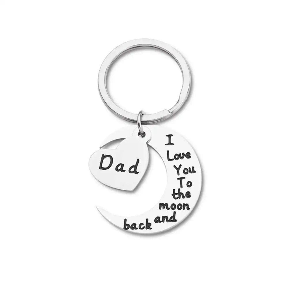 Stainless Steel Love Moon Keychain Private Custom Tag Creative