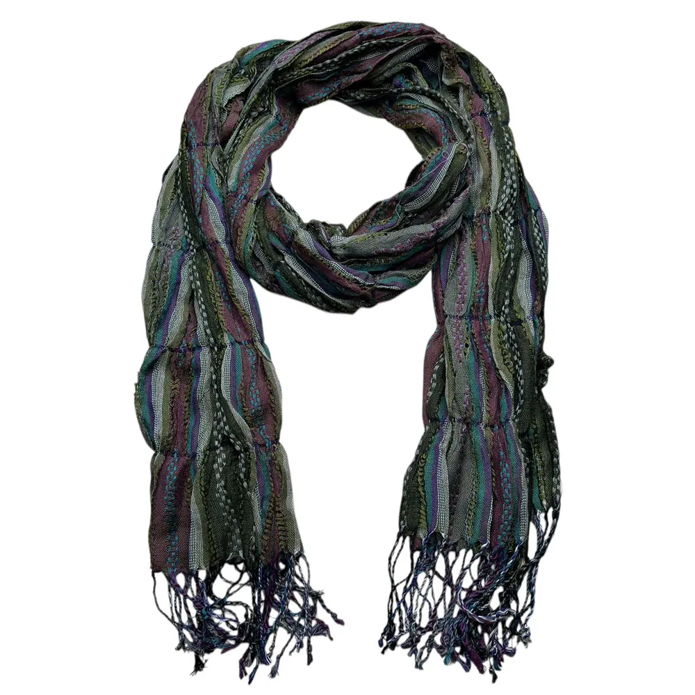 Army Green Jacquard TextureTextured Utility Scarf ,vacation,daily Life,evening Party,Office Appropriate Subtlety For Women Men - Green