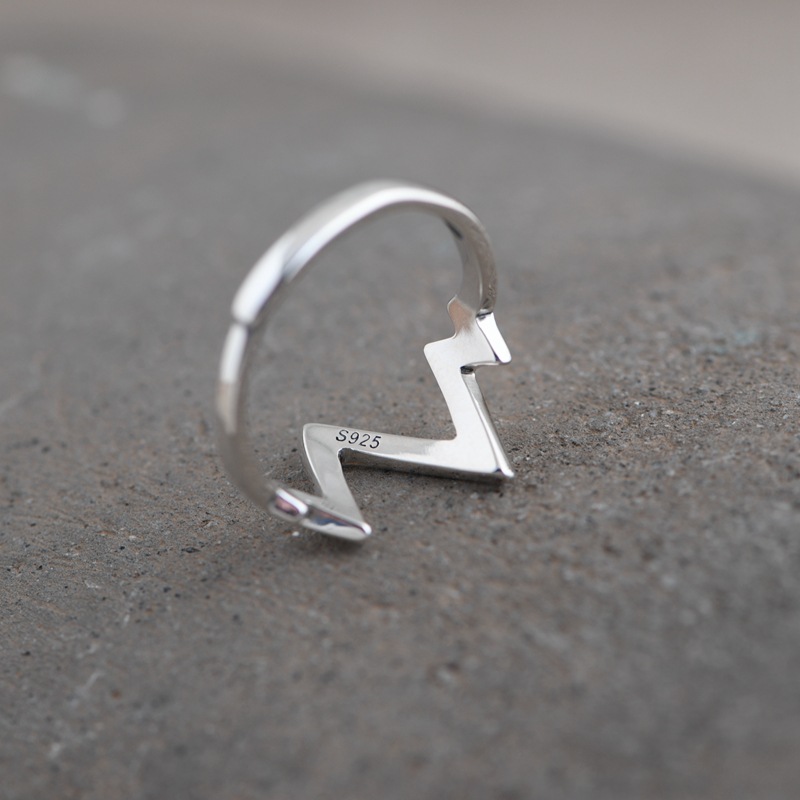 925 Retro Art Fashion Wave Pattern ECG Pattern Ring