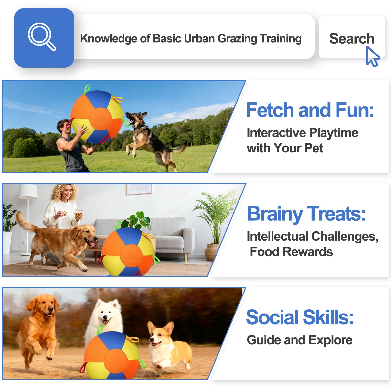 Herding Ball For Dogs, Large Dog Ball With Handles For Outdoor Play, Indestructible Training Toy Balls For Australian Shepherd, Interactive Toy Balls For Medium & Large Dogs view 5
