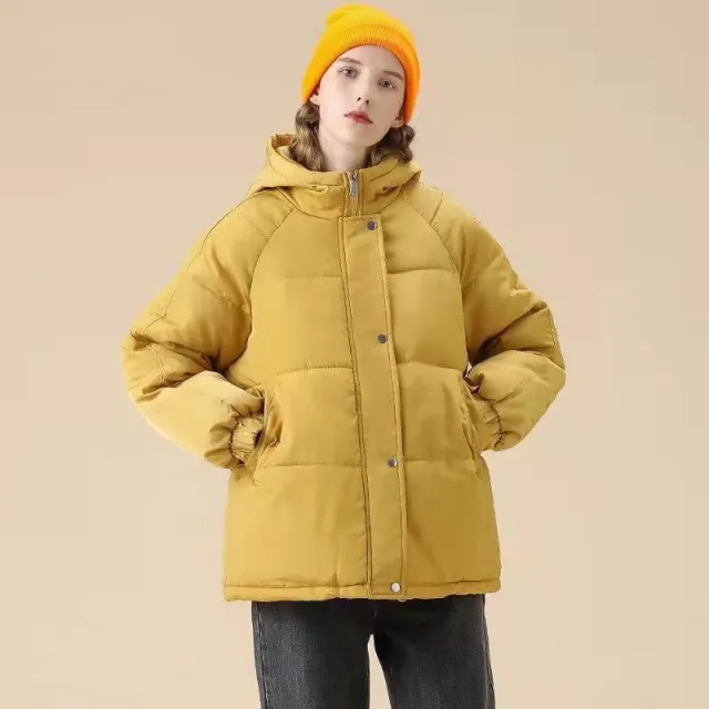 Women's Cotton padded Korean Style Loose Down Padded Jacket Yellow - Shop at LoveMi
