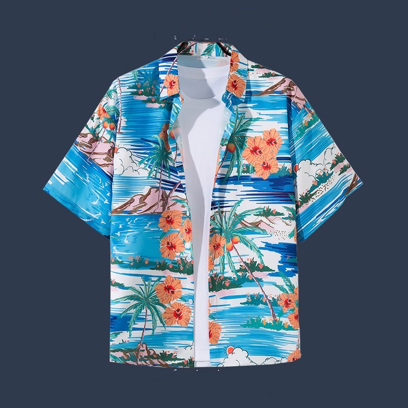 Title 12, Hawaiian Beach Flower Shirt Short Sleeve Mens ...