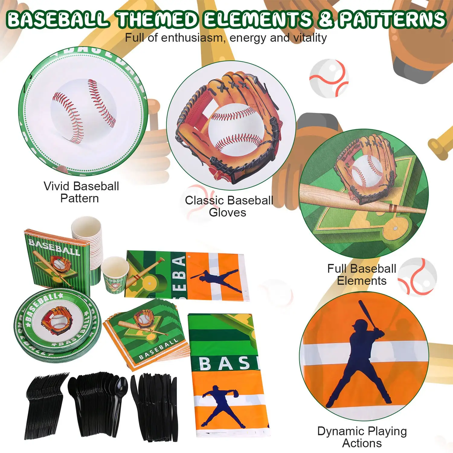 171Pcs Baseball Party Supplies Kit Baseball Birthday Party Disposable Dinnerware Set Baseball Themed Party Tableware Decorations Cups Plates Napkins Spoons Kniv