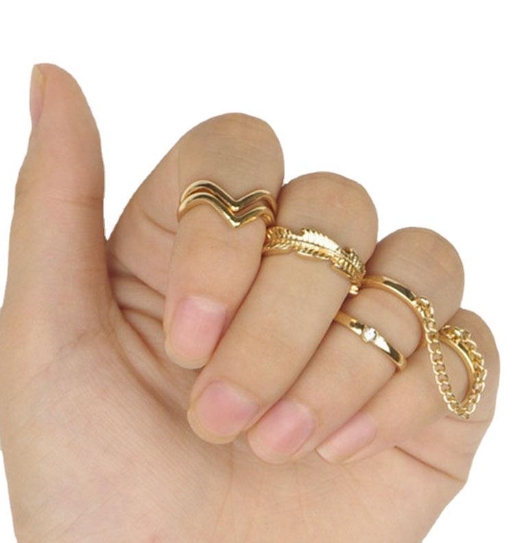 Six-piece Set Ring With Finger Chain 6