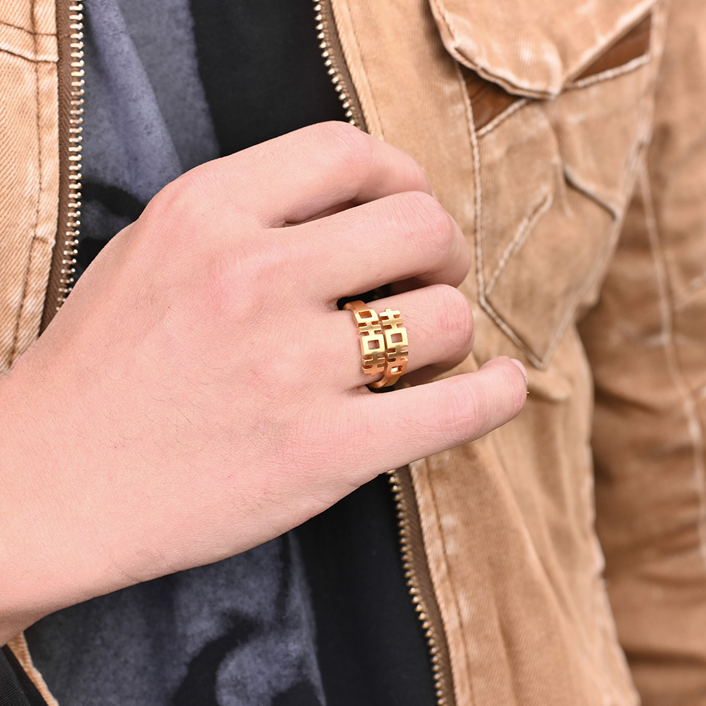 Chinese Style Double Happiness Influx Of People's Ring National Wind