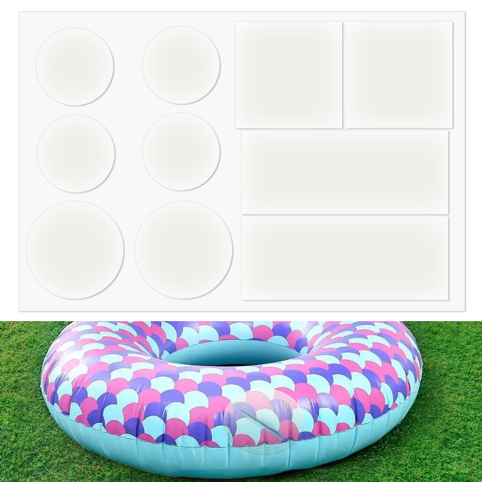 TPU Pool Patch Repair Kit, 10Pcs Mixed Sizes Air Mattress Patch Kit