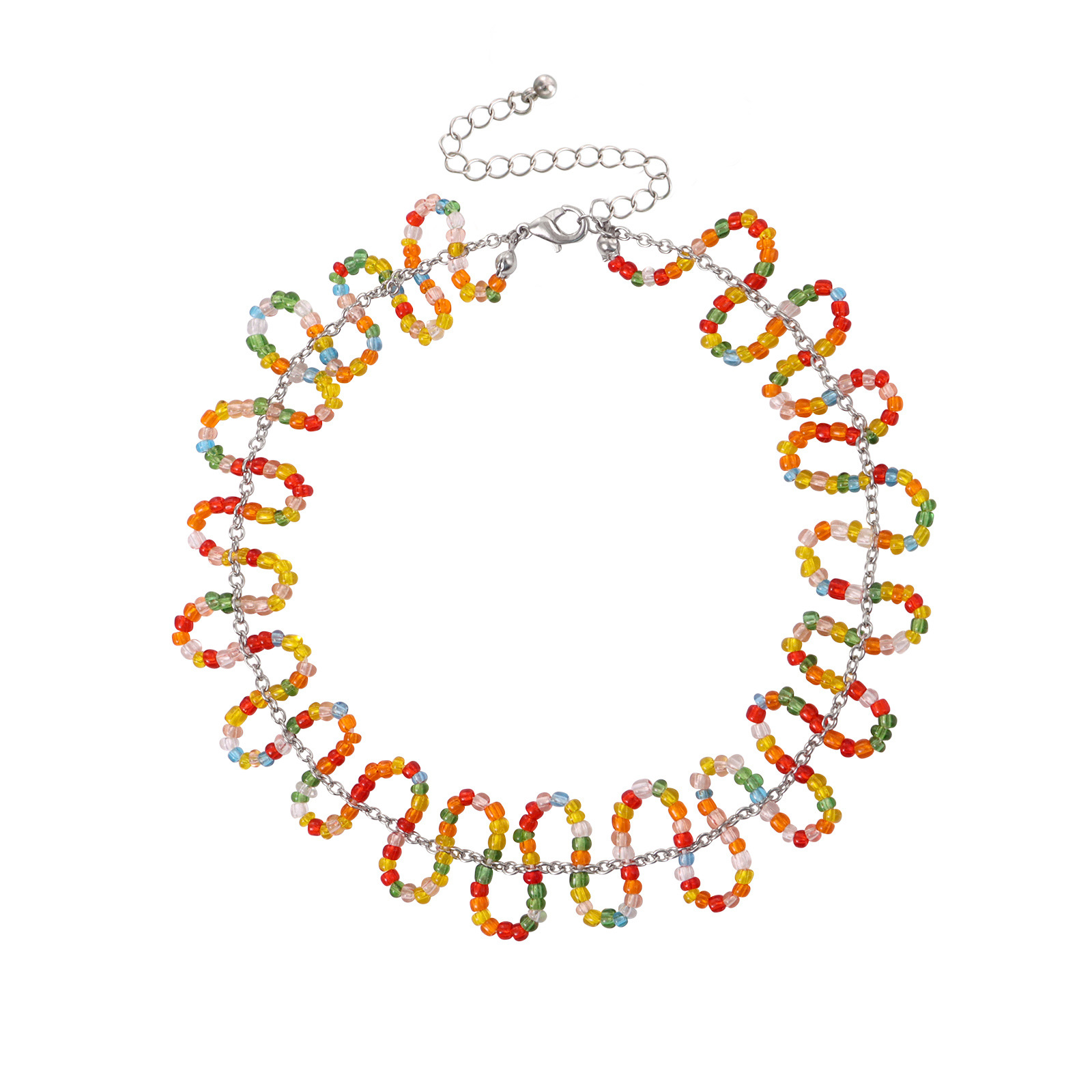 عقد نسائي بتصميم S مزين بحبات الأرز الملونة على طراز بوهيمي