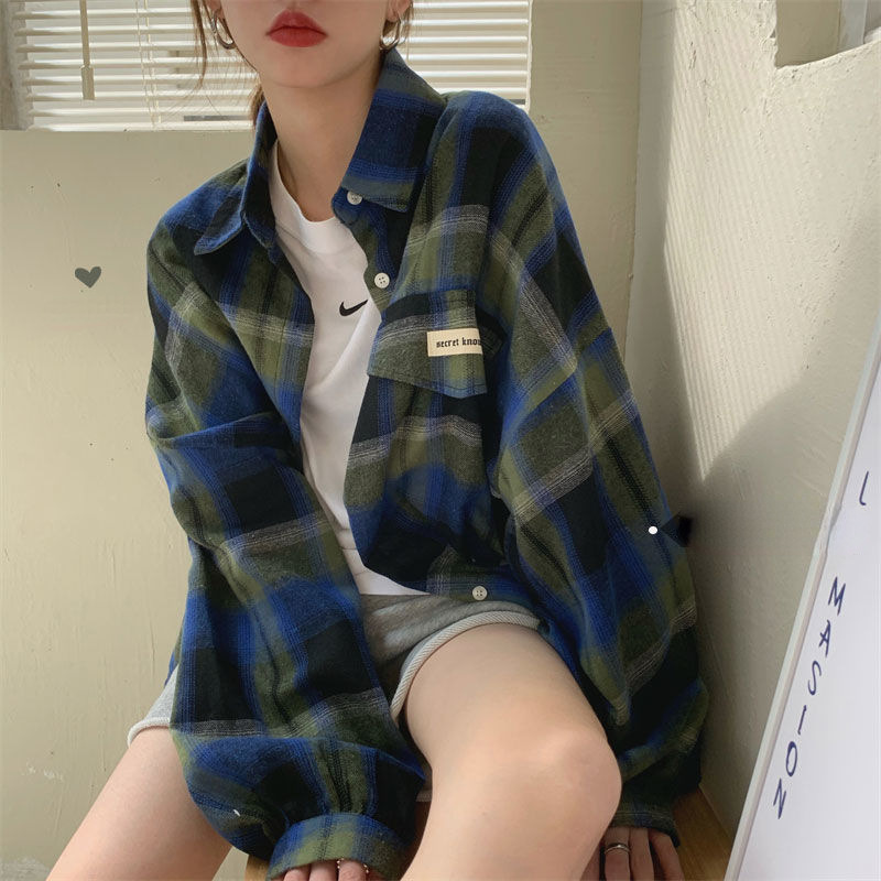 Title 6, Retro Hong Kong Style Unique Chic Blouse Plaid ...