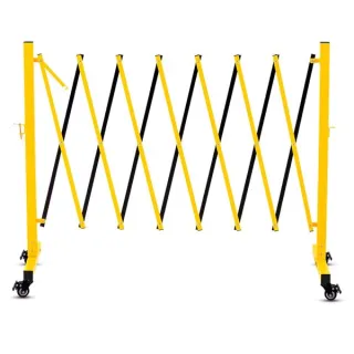 Metal Expandable Barricade, 11 Feet Retractable Fence Outdoor, Mobile Safety Barrier Gate, Easily Assembled Expanding Gate With Casters, Collapsible Accordion Barricade Gate Outdoo