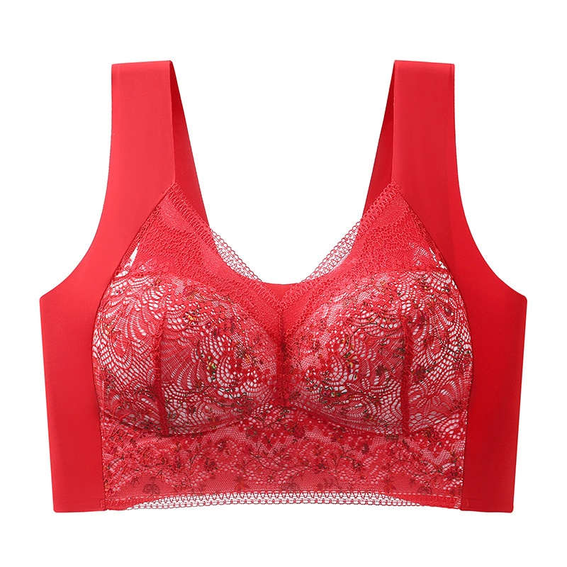 Title 5, Small Floral Ice Silk Seamless Beautiful Back Bra