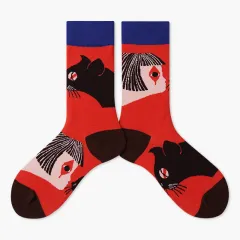 Cute Cotton Socks Women's Mid-tube Color Anime Wild Retro - A Pair Of Cat Girls - View 1