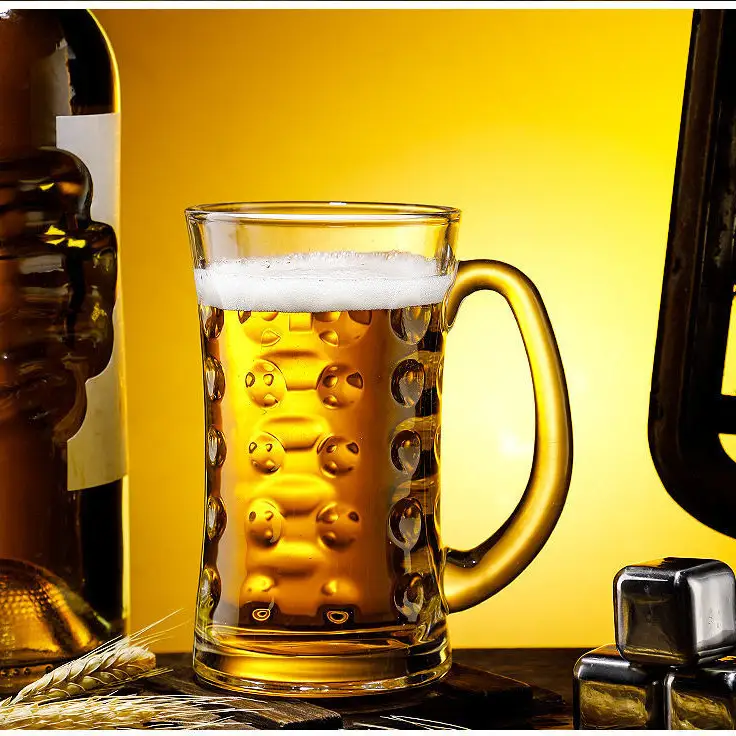 Large Capacity Glass Beer Mug with Handle for Home and Bar Use