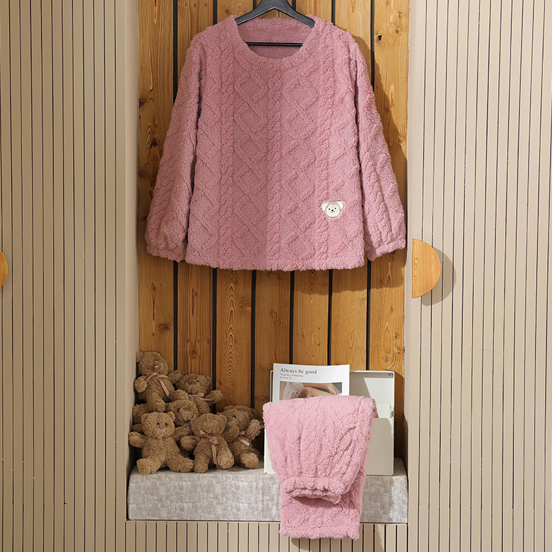 Pajamas Women Autumn And Winter Models Plush Flannel Ladies Suit - Image 2