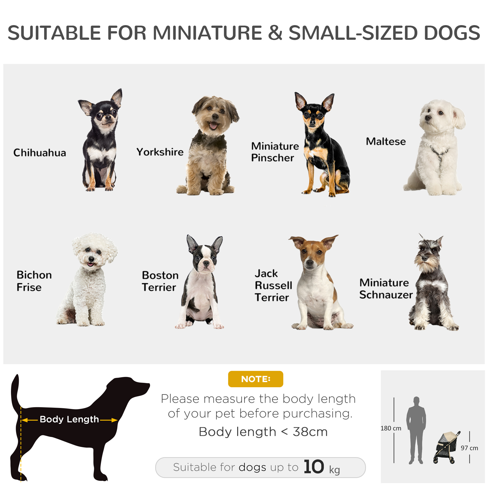 Small And Mini Dog Pet Strollers With Rain Cover - Khaki Color