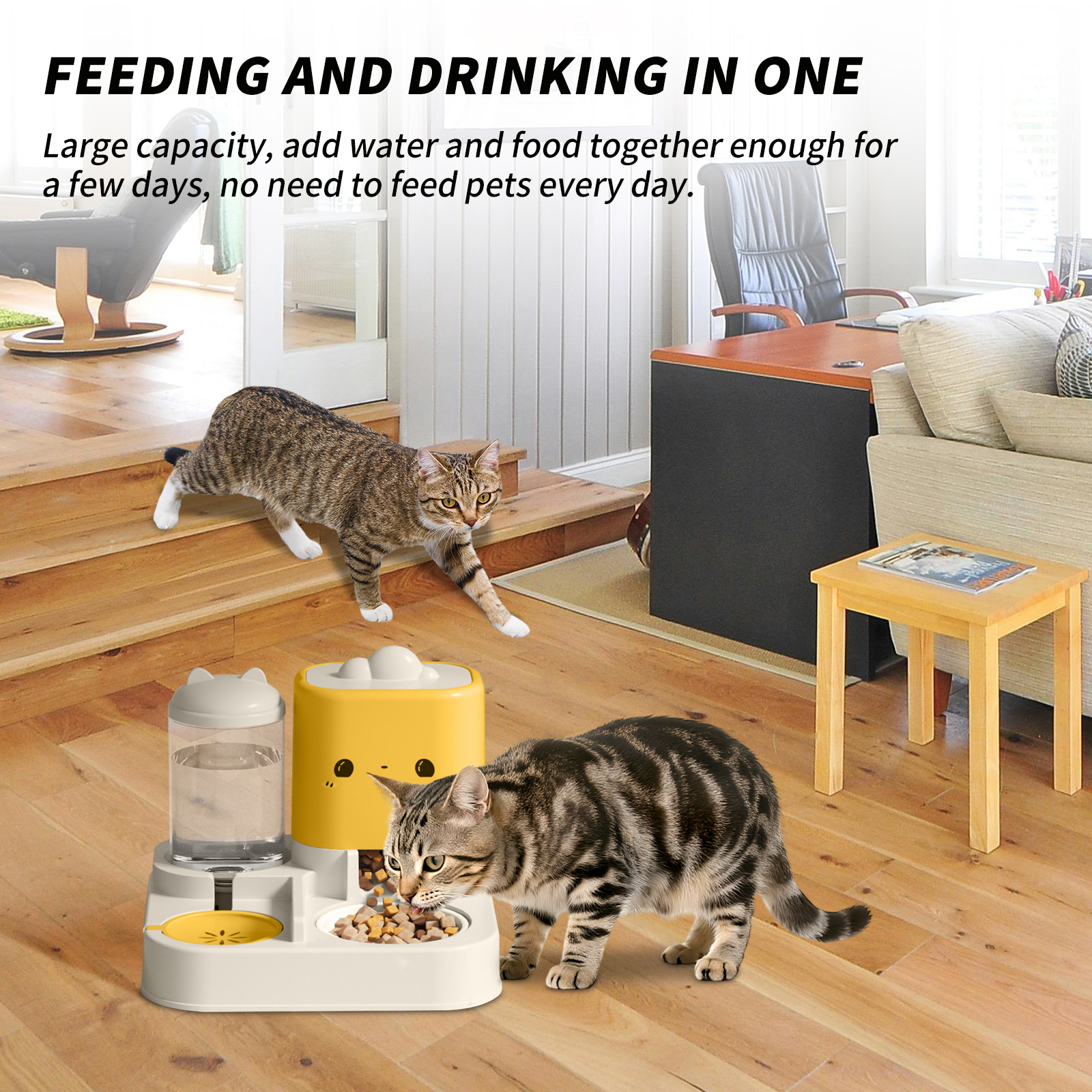 Super Cute Pink Cartoon Shaped Pet Feeding And Drinking Device, Filled With Cute Elements, Paired With Thoughtful Large Capacity Design, Easily Solves The Problem Of Pet Hunger And Thirst Dur