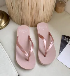 Beach Flip-flops Women's Summer Fashion Non-slip Wedge Heels Korean Version - Pink - View 1