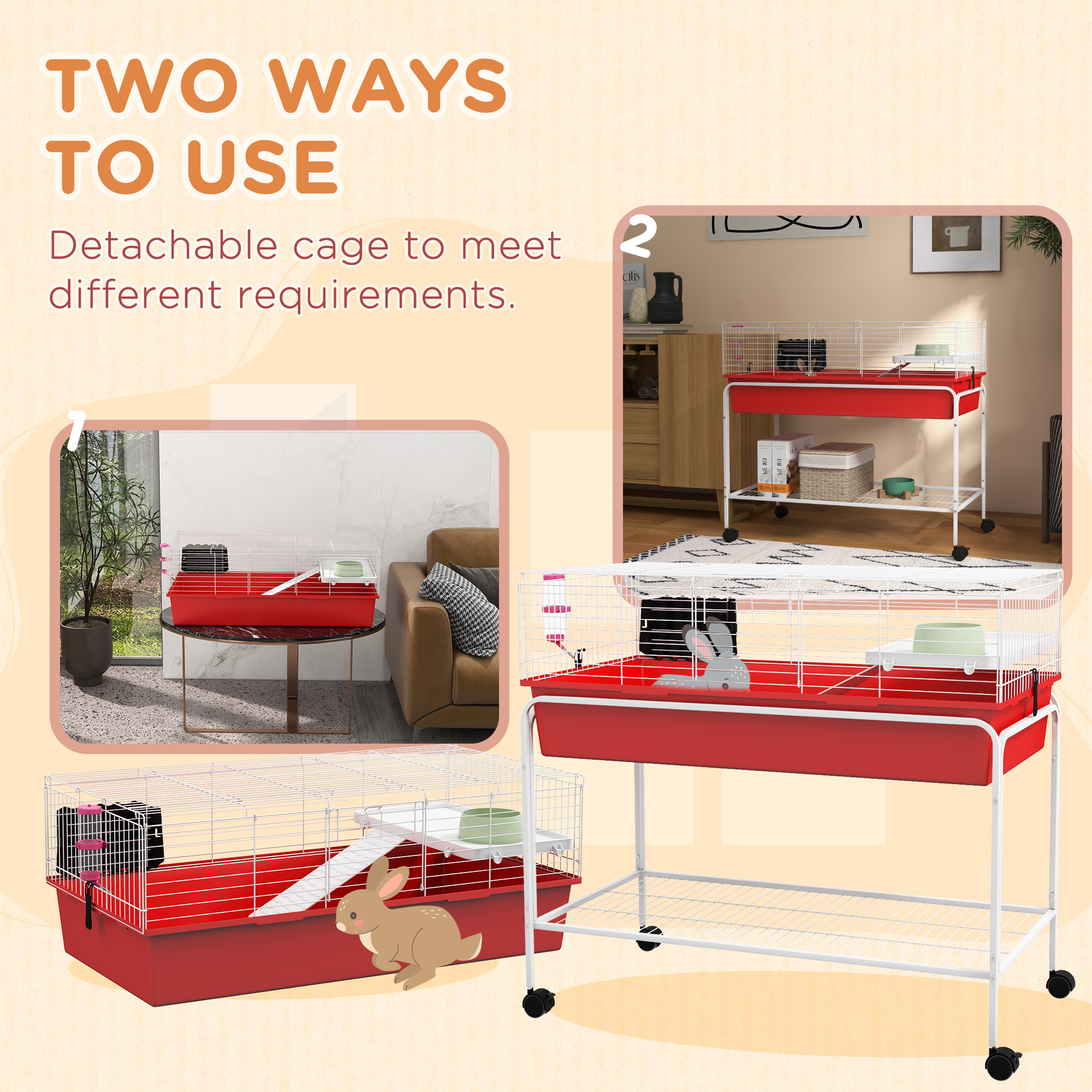 Two-Story Small Animal Cage Removable From Stand 7