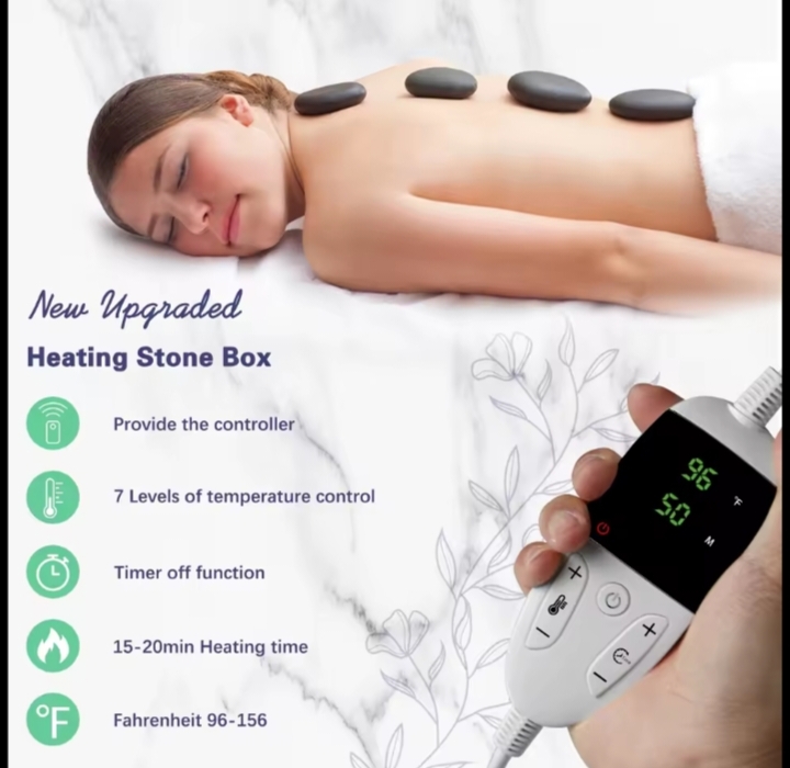 Kit de massage professionnel aux pierres chaudes avec chauffage numérique à contrôle – Image 2